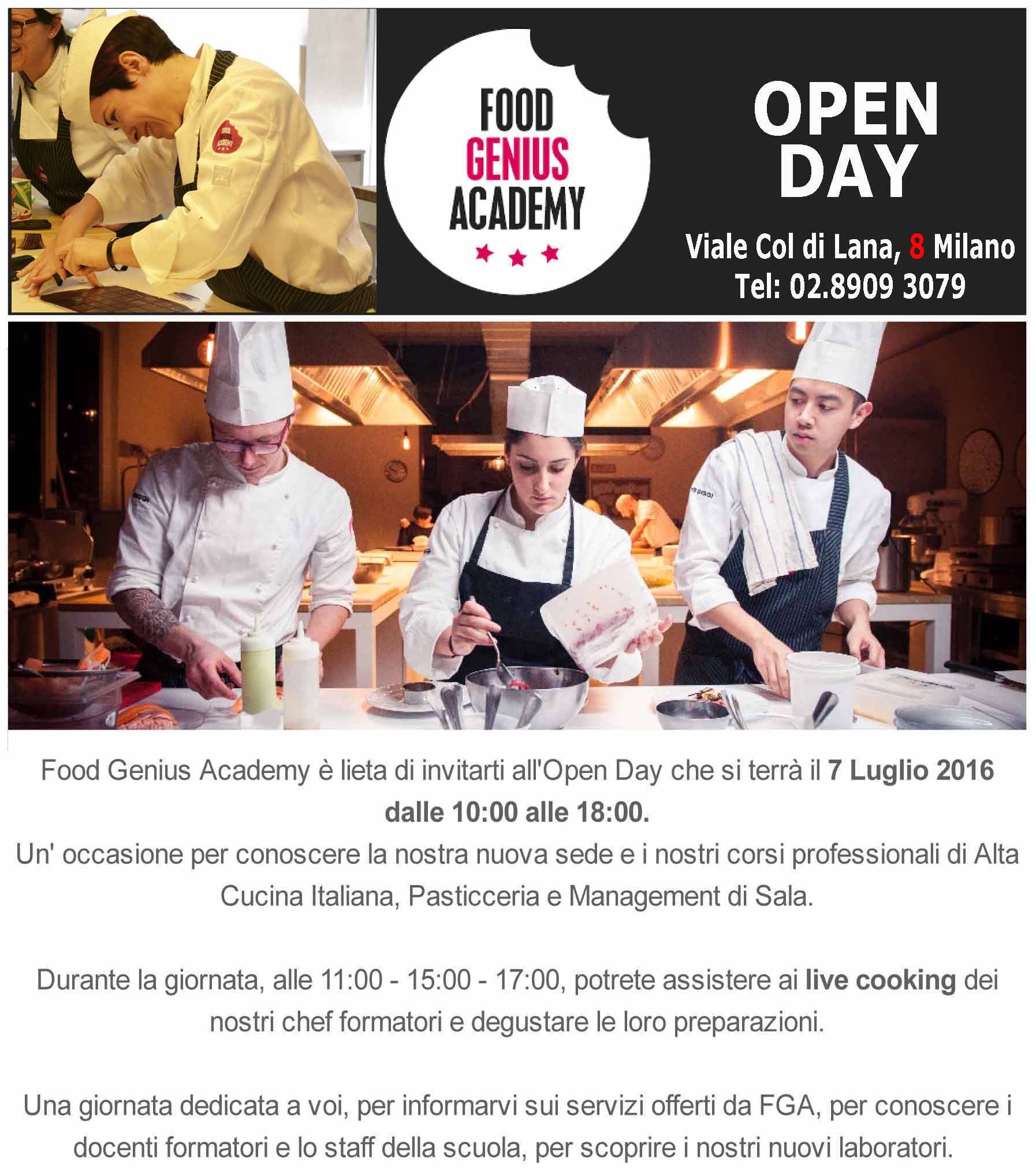 Open Day – Food Genius Academy Milano 07/07/2016
